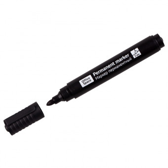 Маркер перманентный OfficeSpace "8004А" черный, пулевидный, 3мм (12)