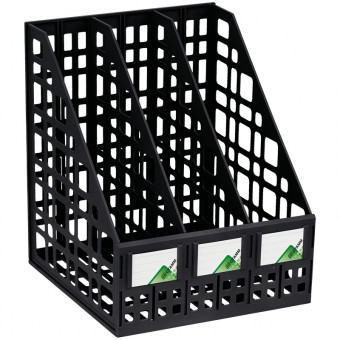 Лоток для бумаг вертикальный, сборный, 3 отделения, черный