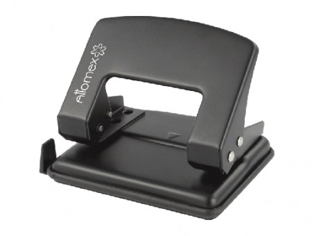 Дырокол "Attomex" (25 листов) металлический с линейкой, в картонной коробке, черный