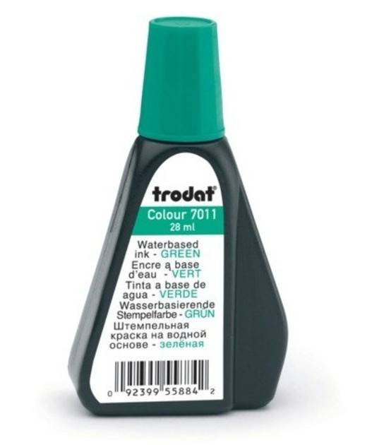 Краска штемпельная TRODAT, зеленая, 28 мл, на водной основе