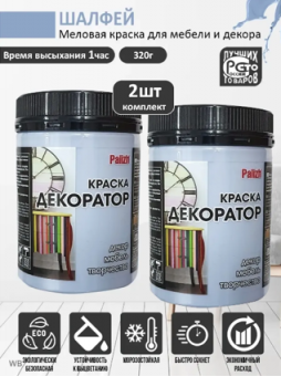 Краска для мебели меловая 2шт - голубой