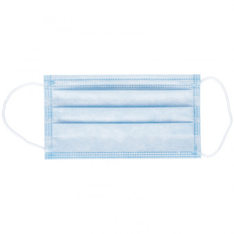 Маска медицинская, набор 50шт. одноразовая OfficeClean 3-х сл. с носовым фиксатором на резинках, пакет