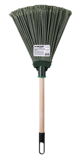 Веник синтетический веерный 29х26 см, деревянный черенок 40 см, еврорезьба, общая длина 70 см, LAIMA EXPERT