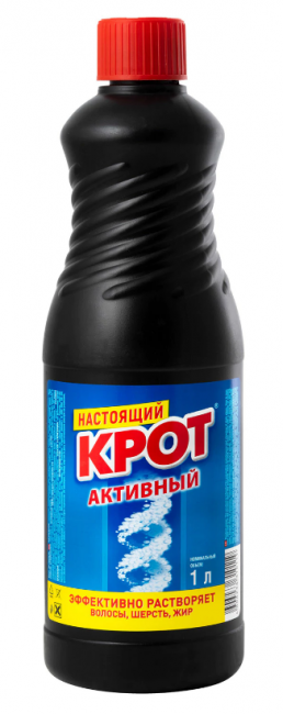 Средство для прочистки канализационных труб 1 л, КРОТ "Активный"