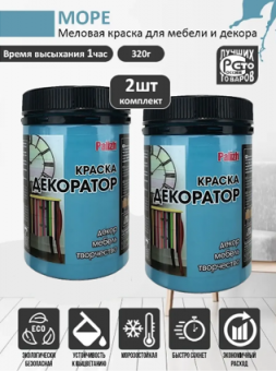 Краска для мебели меловая 2шт - голубой