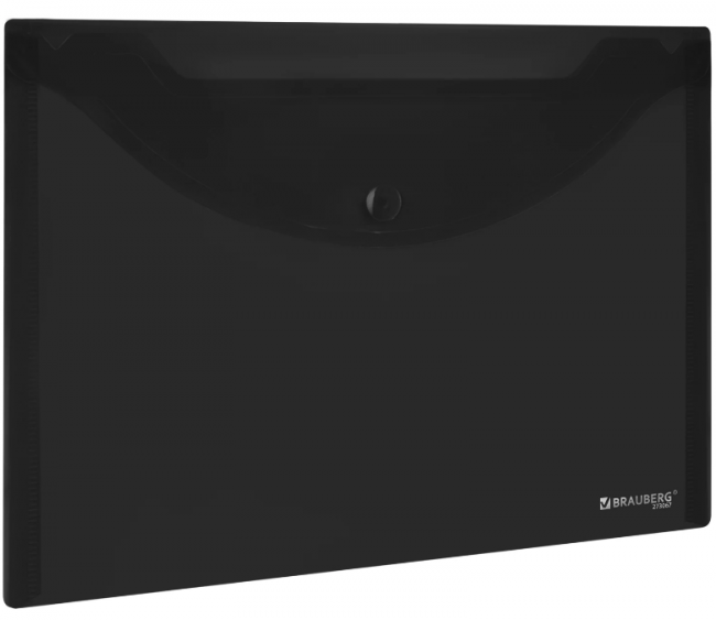 Папка-конверт с кнопкой прозрачная МАЛОГО ФОРМАТА, А5, BRAUBERG "UNIVERSAL", черная, 0,15 мм