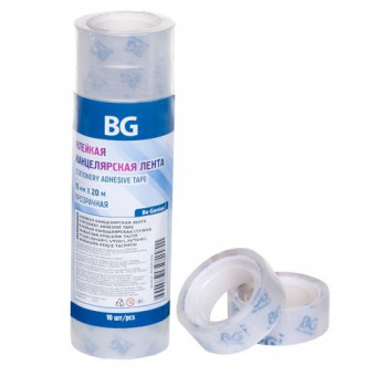 Клейкая канцелярская лента 15 мм * 20 м, BG, прозрачная, в термоусадке (10)
