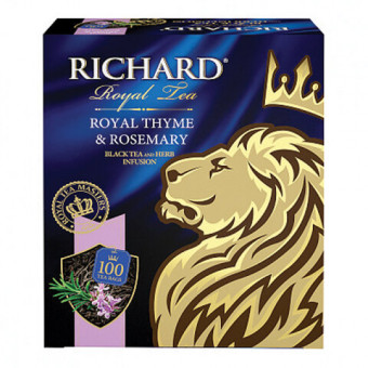 Чай RICHARD "Royal Thyme & Rosemary" черный с чабрецом и розмарином, 100 пакетиков по 2 г