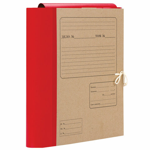 Папка для бумаг архивная А4 (225х310 мм), 120 мм, 4 завязки, крафт, корешок - бумвинил