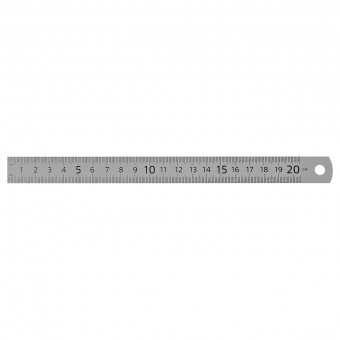 Линейка 20см СТАММ, стальная, ПВХ чехол с европодвесом