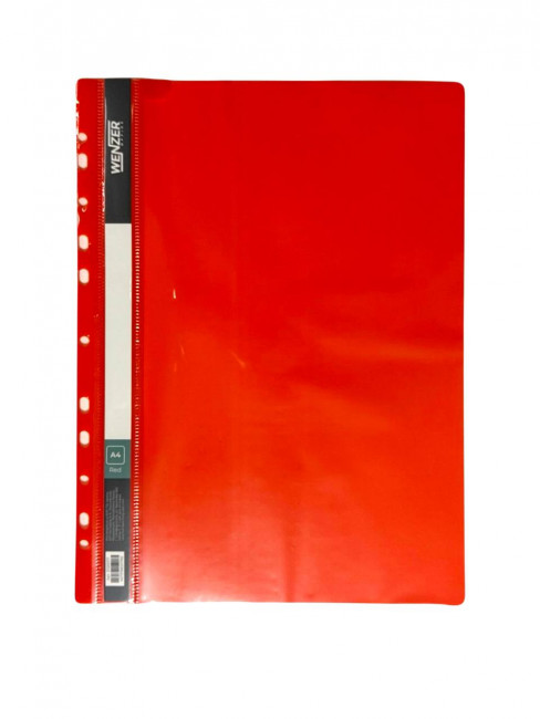 Папка-скоросшиватель с прозрачным верхом A4 WENZER OFFiCE, с перфорацией, 160 мкм., красная (12)