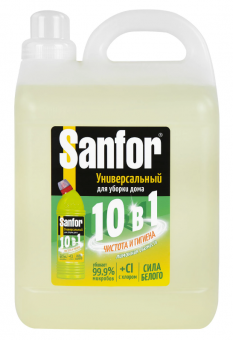 Чистящее средство 5 л, SANFOR 10 в 1 Universal "Лимонная свежесть", 22055