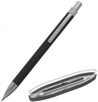 Ручка подарочная шариковая BRAUBERG "Allegro", СИНЯЯ, корпус черный с хромированными деталями, линия письма 0,5 мм