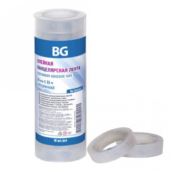 Клейкая канцелярская лента 15 мм * 33 м, BG, прозрачная, в термоусадке (10)