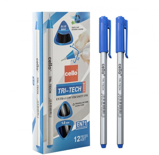 Ручка шариковая синяя 0,7 мм "TRI-TECH", CELLO/CL1003-12 (12)