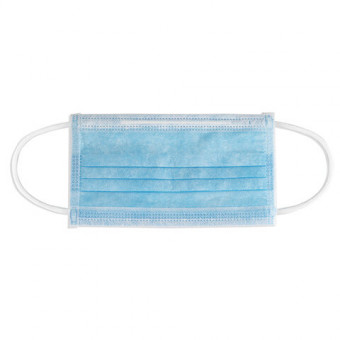 Маски одноразовые медицинские КОМПЛЕКТ 50 шт., 3-х слойные, голубые (фильтр СМС), п/э