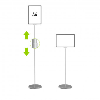 Стойка информационная, напольная, 1 панель, А4, цвет серый, телескопическая, Classic