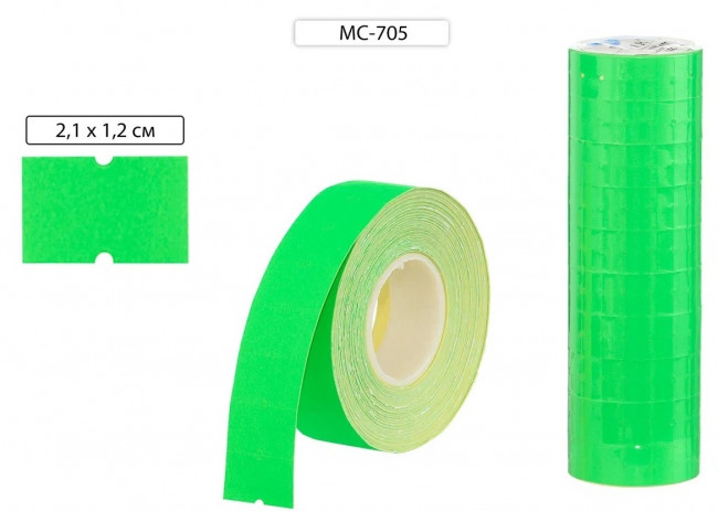 Ценник цветной для этикет-пистолета 21*12мм, зеленый /1000шт/рул/ (10/100)