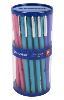 Ручка шариковая BRAUBERG SOFT TOUCH STICK "METALLIC", СИНЯЯ, мягкое покрытие, корпус ассорти, узел 0,7 мм, 143699