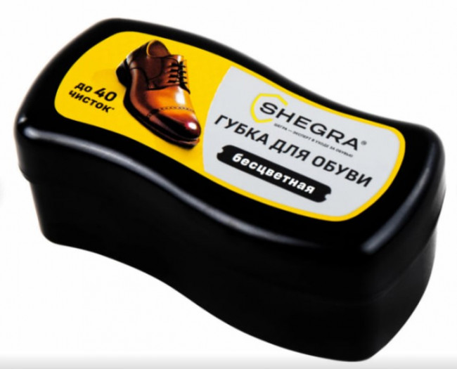 Губка-волна мини для обуви из гладкой кожи БЕСЦВЕТНАЯ, компактный размер, SHEGRA (ШЕГРА)