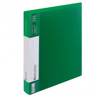 Папка на 2 кольцах BRAUBERG "Contract", 35 мм, зеленая, до 270 листов, 0,9 мм