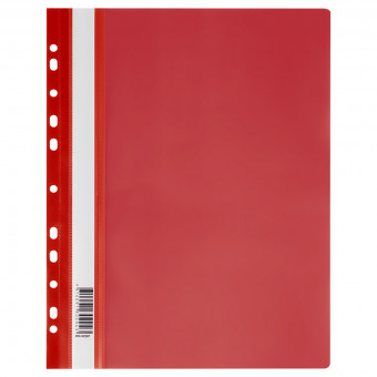 Папка-скоросшиватель А4 160мкм пластик,  перфорированная, красная, СТАММ/ММ-32257 (10)