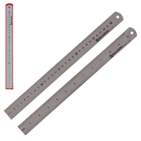 Линейка металлическая 30 см BRAUBERG, европодвес