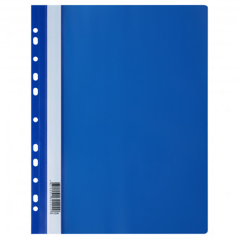 Папка-скоросшиватель пластик. перф. СТАММ А4, 160мкм, синяя с прозр. верхом (10)