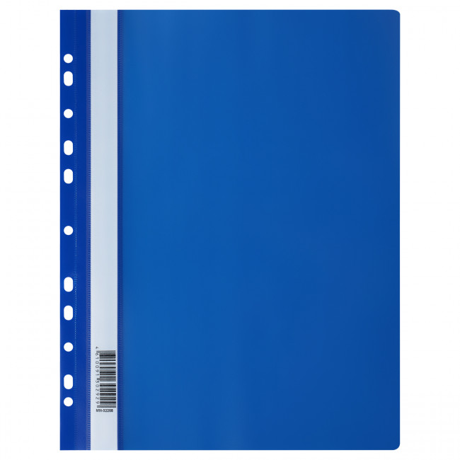 Папка-скоросшиватель пластик. перф. СТАММ А4, 160мкм, синяя с прозр. верхом (10)