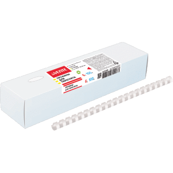 Пружина для переплета "deVENTE" пластик, 06 мм, круглая, белая, 100 шт