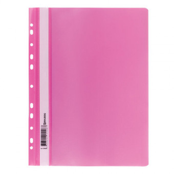 Скоросшиватель пластиковый с перфорацией BRAUBERG, А4, 140/180 мкм, розовый