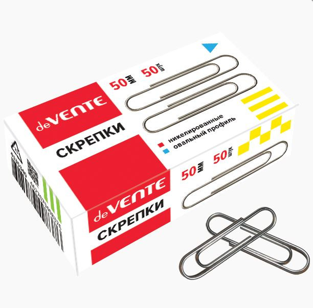Скрепки 50 мм. "deVENTE" (50 шт) овальные никелированные