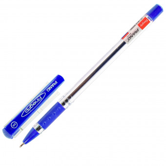 Ручка шариковая синяя 0,5мм "FineGrip" на масляной основе, прозрачный корпус, PIANO (50)