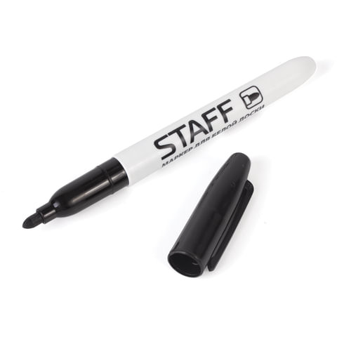 Маркер стираемый для белой доски ЧЕРНЫЙ, STAFF EVERYDAY, 2,5 мм, тонкий корпус