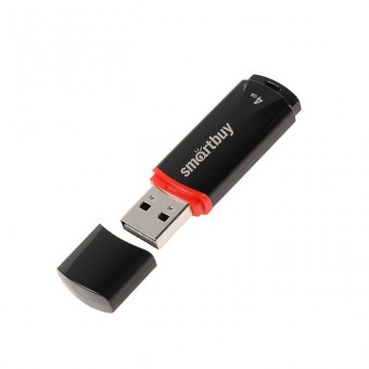 Флеш-диск 4 GB, SMARTBUY Crown, USB 2.0, черный