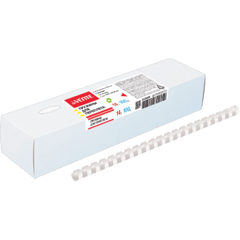 Пружина для переплета "deVENTE" пластик, 14 мм, круглая, белая, 100 шт