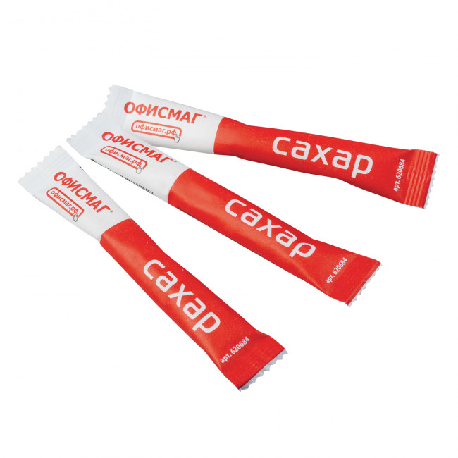 Сахар в стиках ОФИСМАГ, 5 г, порционный, 200 пакетиков, картонная упаковка Сахар в стиках ОФИСМАГ, 5 г, порционный, 200 пакетиков, картонная упаковка