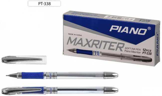 Ручка шариковая синяя 0,5мм "Maxriter" на масляной основе, прозрачный корпус, PIANO (12)