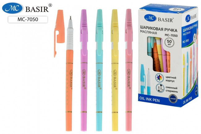 Шариковая ручка с чернилами на масляной основе: пластиковый цветной-пастель корпус /ассорти/, белый держатель, 0,7 mm, цвет чернил-синий Шариковая ручка с чернилами на масляной основе: пластиковый цветной-пастель корпус /ассорти/, белый держатель, 0,7 mm, цвет чернил-синий