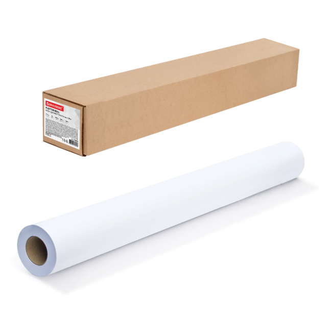 Бумага широкоформатная рулон для плоттера, 914 мм х 30 м х втулка 50,8 мм, 120 г/м2, белизна CIE 146%, BRAUBERG