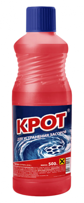 Средство для прочистки канализационных труб 500 мл КРОТ Средство для прочистки канализационных труб 500 мл КРОТ