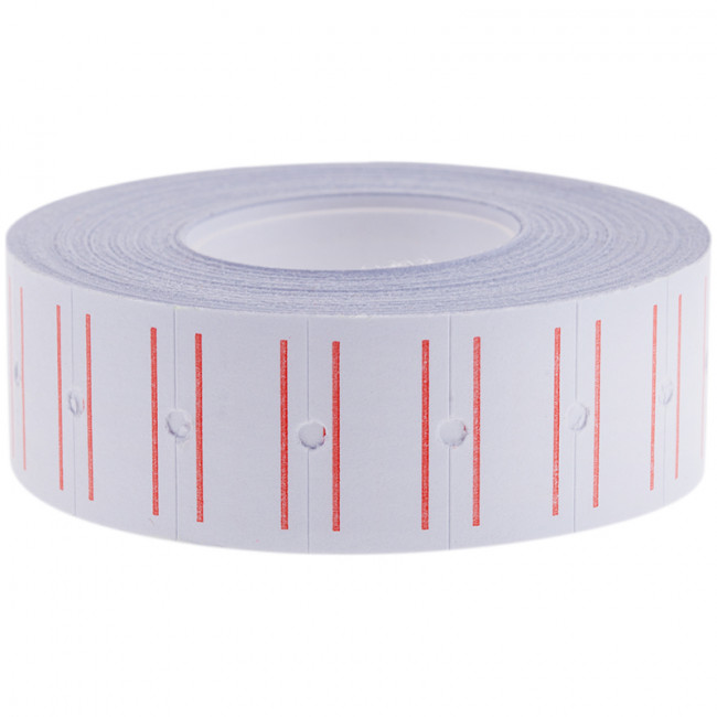 Этикет-лента OfficeSpace, 21*12мм, белая с красной полосой, 1000 этикеток (1/10/100)