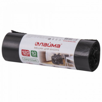 Мешки для мусора 120 л, черные, в рулоне 10 шт., ПНД, 18 мкм, 70х110 см (±5%), прочные, ЛАЙМА Мешки для мусора 120 л, черные, в рулоне 10 шт., ПНД, 18 мкм, 70х110 см (±5%), прочные, ЛАЙМА