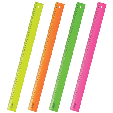 Линейка пластик 50 см СТАММ "Neon", непрозрачная, неон. ассорти