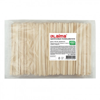 Размешиватель одноразовый деревянный 140 мм, КОМПЛЕКТ 450 шт., LAIMA