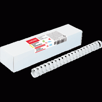 Пружина для переплета "deVENTE" пластик, 19 мм, круглая, белая, 100 шт