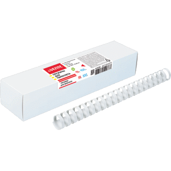 Пружина для переплета "deVENTE" пластик, 19 мм, круглая, белая, 100 шт