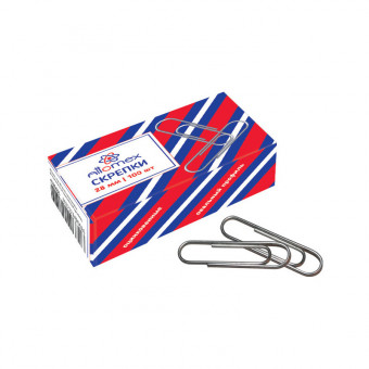 Скрепки металлические "Attomex" овальные оцинкованные 28 мм, 100 шт в картонной коробке