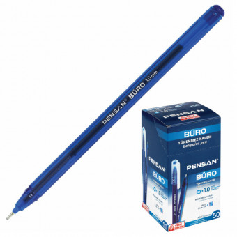 Ручка шариковая масляная PENSAN «Buro», СИНЯЯ, игольчатый узел 1 мм, линия письма 0,7 мм