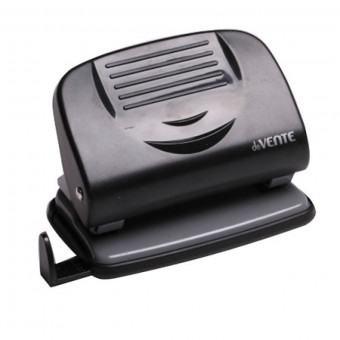 Дырокол 20л "Stripe" пластиковый, с линейкой, черный, deVENTE/4020339